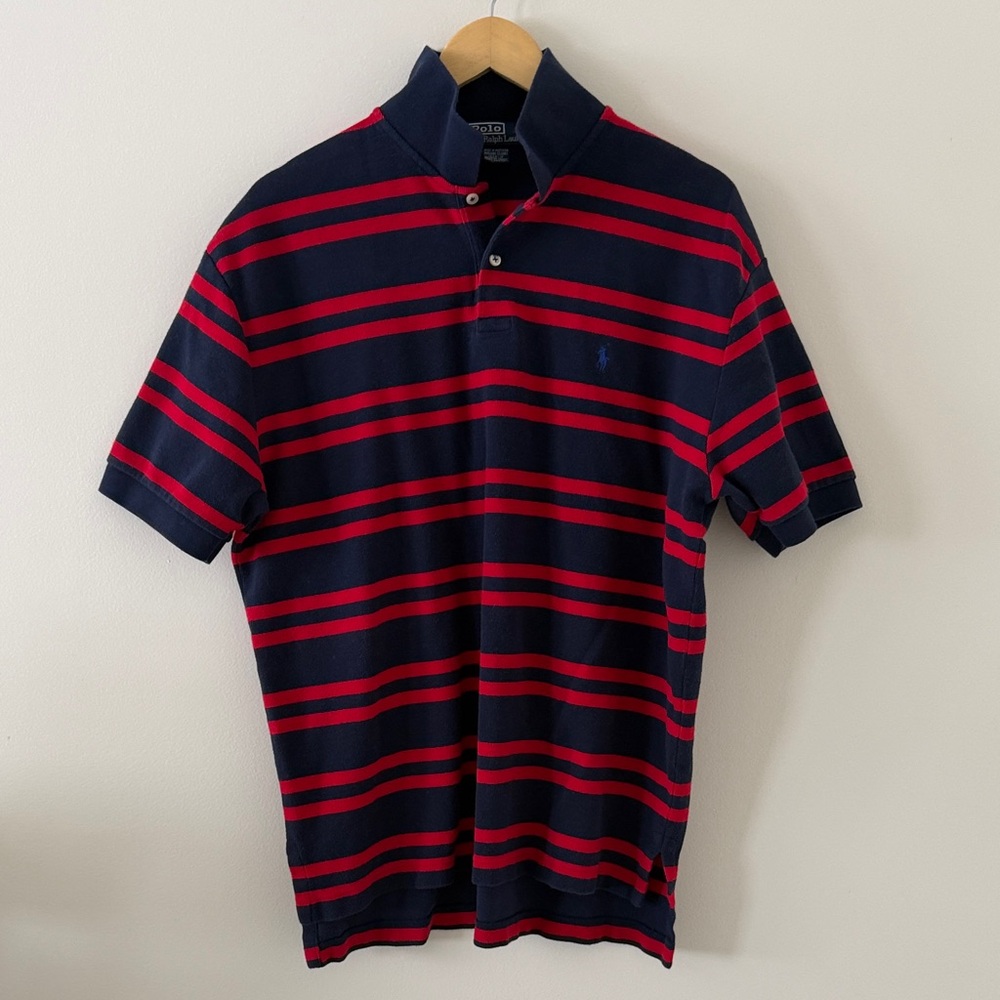 Polo Ralph Lauren Navy & Red Striped Short Sleeve Polo